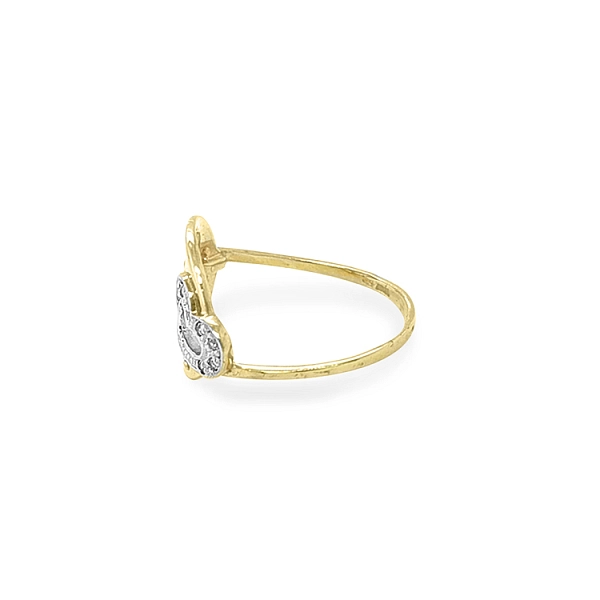 Gold Ring with Zircones Hearts