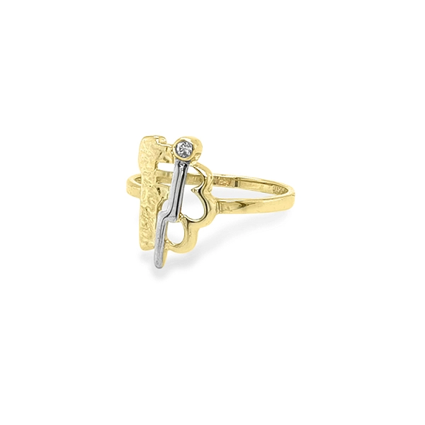 Gold Ring with Zircon made of Combined Gold
