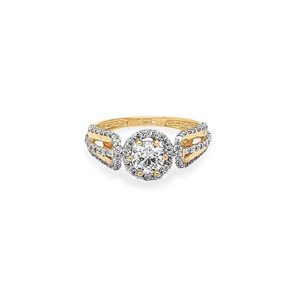 Gold Engagement Ring with Zircones