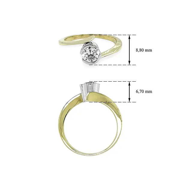 Gold engagement ring with cubic zirconia