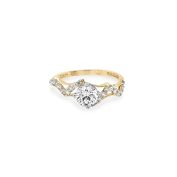 Gold Engagement Ring with Zircones