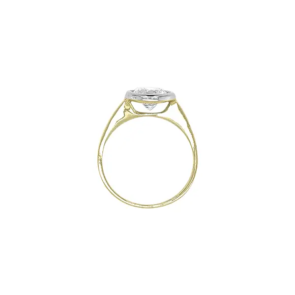 Gold engagement ring with cubic zirconia