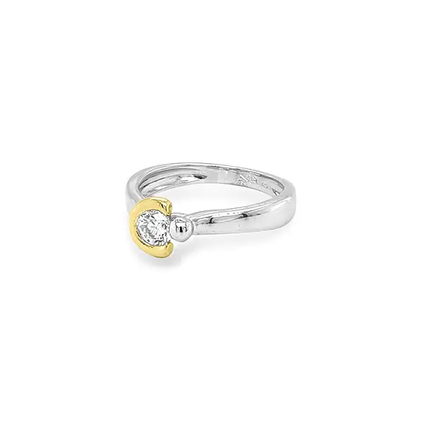 Gold Engagement Ring with Zircon