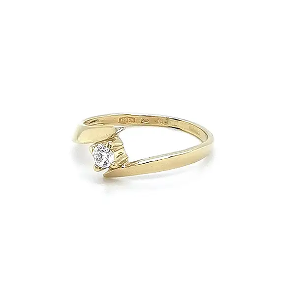 Gold Engagement Ring with Zircon
