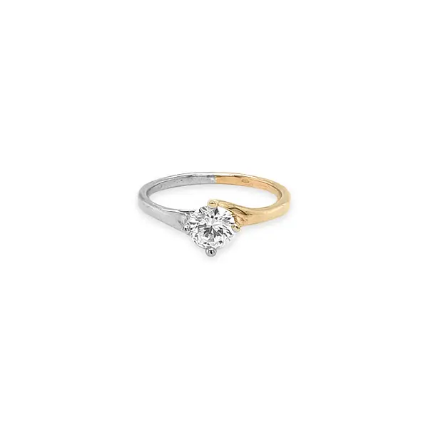 Engagement Ring with Zircon made of Combined Gold