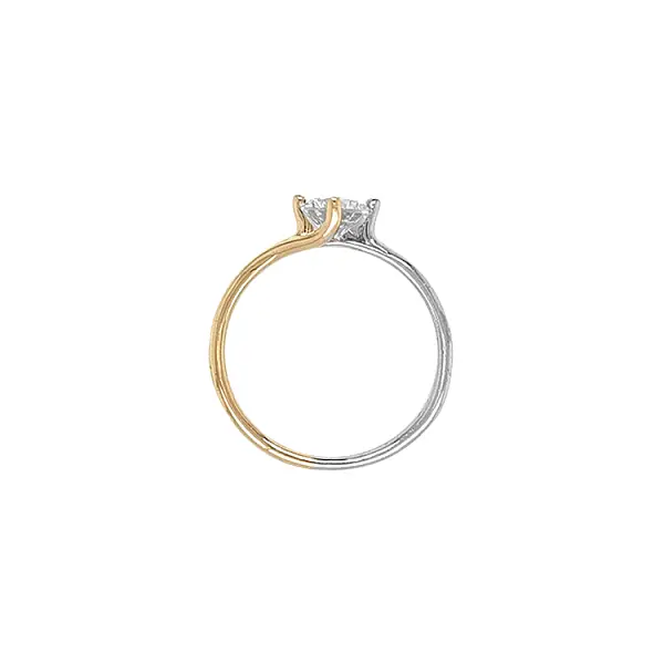 Engagement Ring with Zircon made of Combined Gold