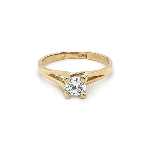 Gold Engagement Ring with Zircon