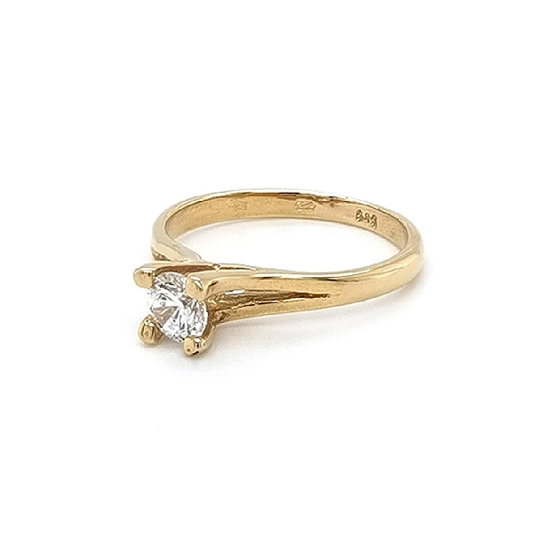 Gold Engagement Ring with Zircon