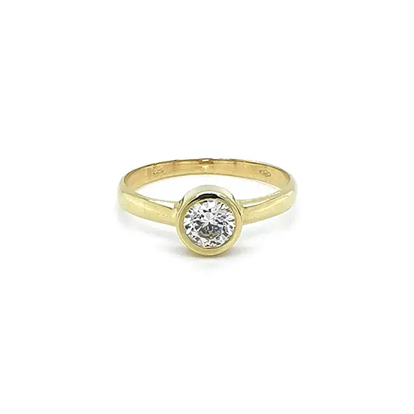 Gold Engagement Ring with Zircon