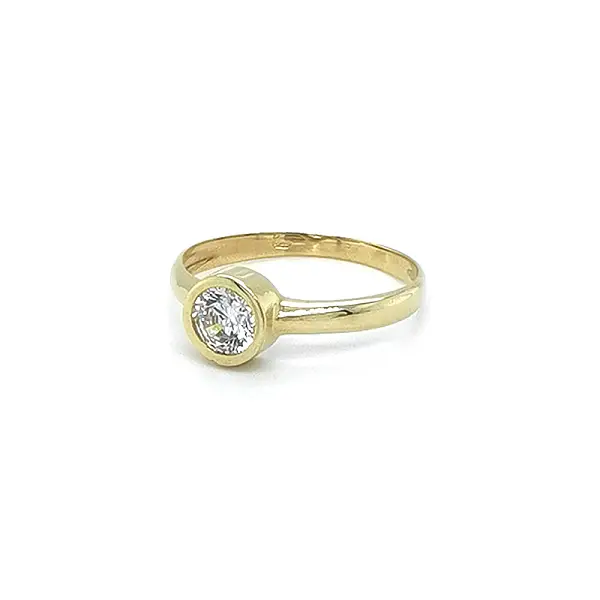 Gold Engagement Ring with Zircon