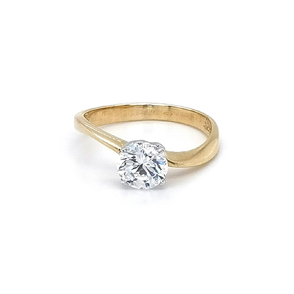 Gold Engagement Ring with Zircon