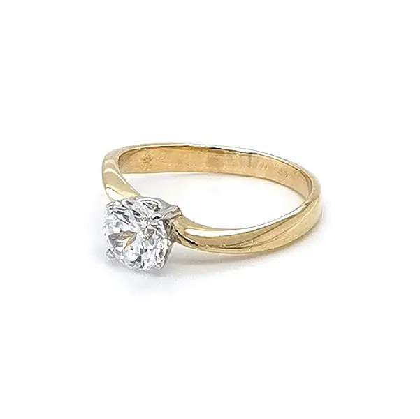 Gold Engagement Ring with Zircon