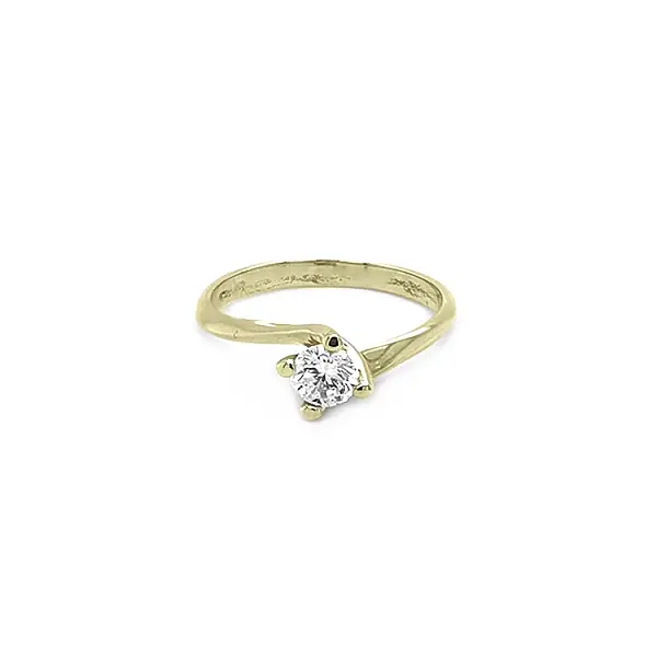Gold Engagement Ring with Zircon