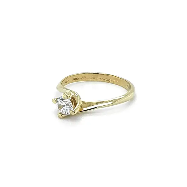 Gold Engagement Ring with Zircon