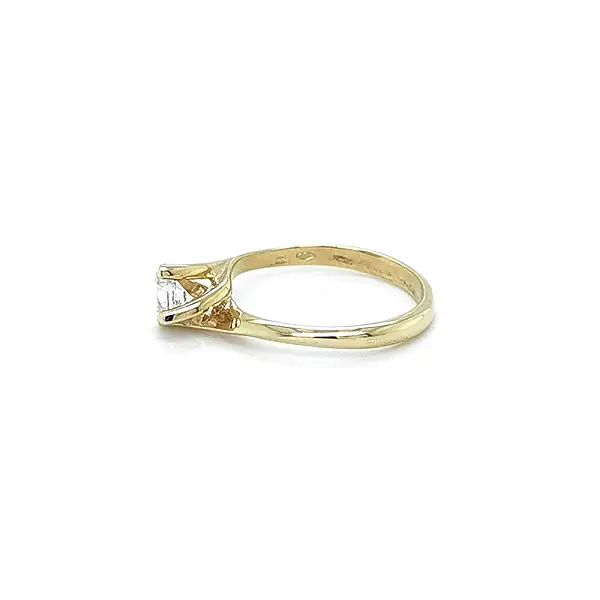 Gold Engagement Ring with Zircon