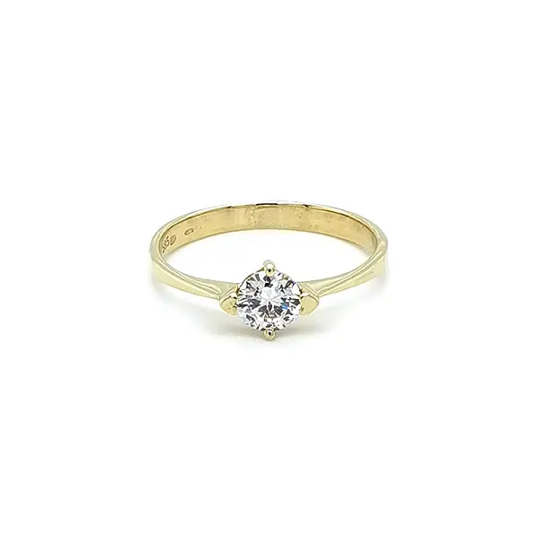 Gold Engagement Ring with Zircon