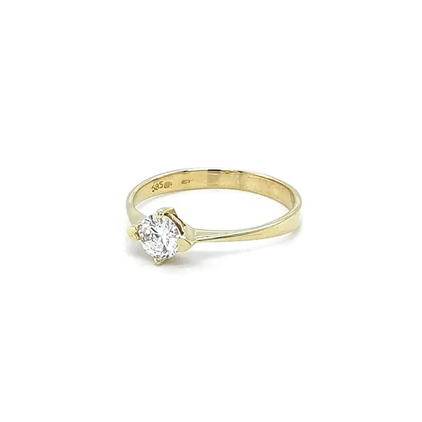 Gold Engagement Ring with Zircon