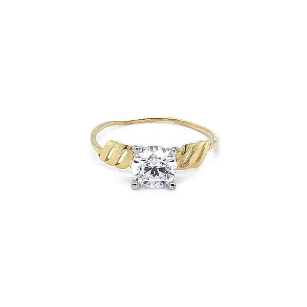 Gold Engagement Ring with Zircon