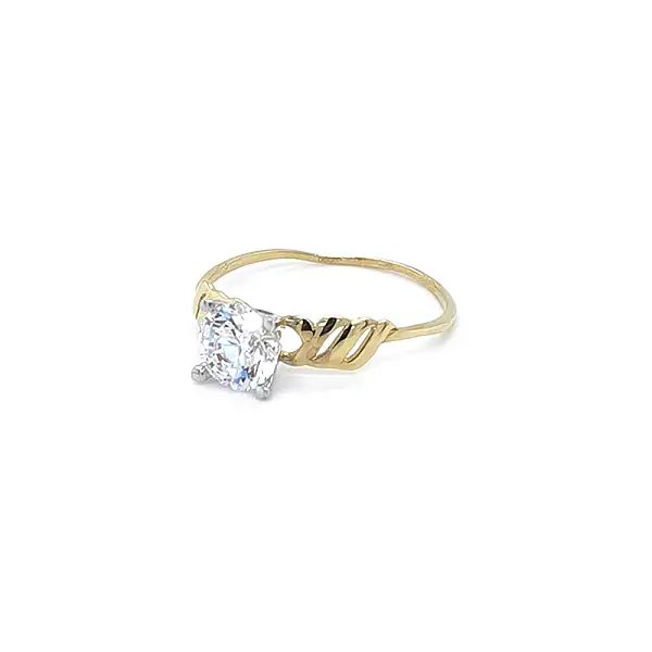 Gold Engagement Ring with Zircon