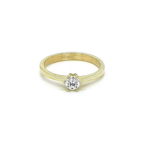Gold Engagement Ring with Zircon