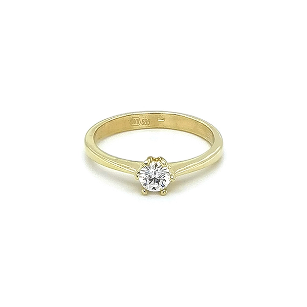 Gold Engagement Ring with Zircon
