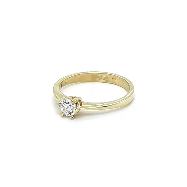 Gold Engagement Ring with Zircon
