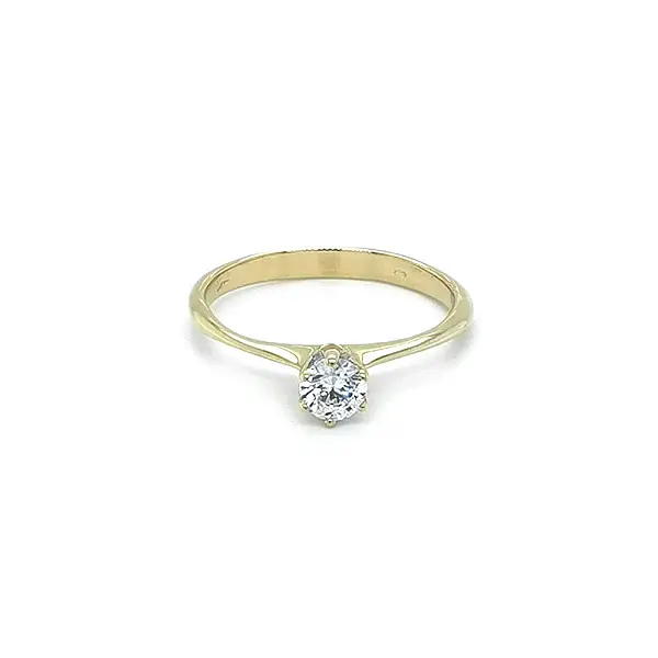 Gold Engagement Ring with Zircon