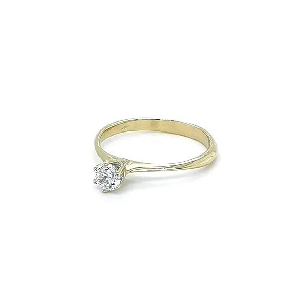 Gold Engagement Ring with Zircon