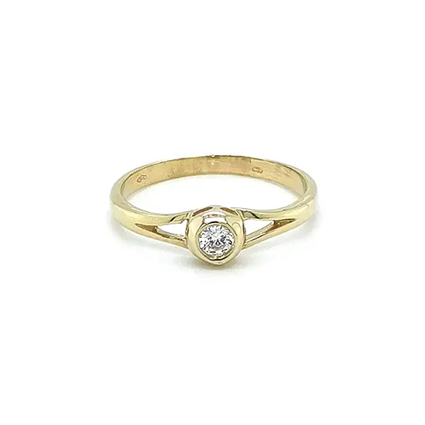 Gold Engagement Ring with Zircon