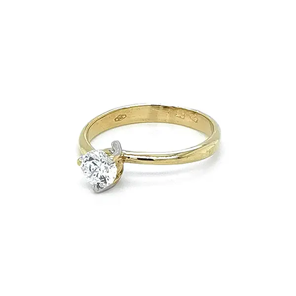 Gold Engagement Ring with Zircon