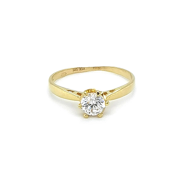 Gold Engagement Ring with Zircon