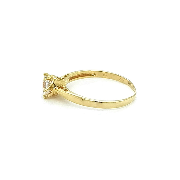 Gold Engagement Ring with Zircon