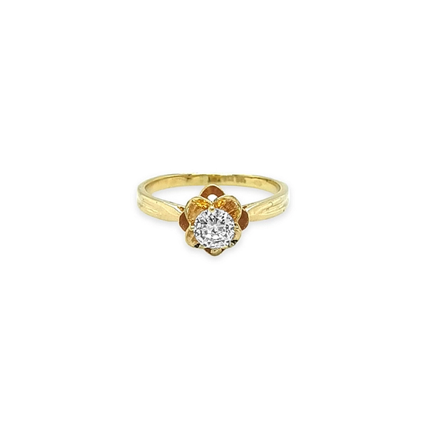 Gold Ring with Zircon