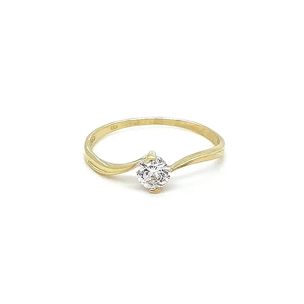 Gold Engagement Ring with Zircon
