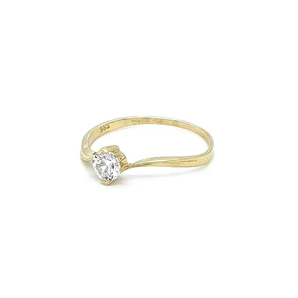 Gold Engagement Ring with Zircon
