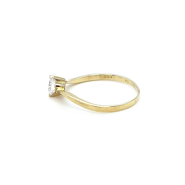 Gold Engagement Ring with Zircon