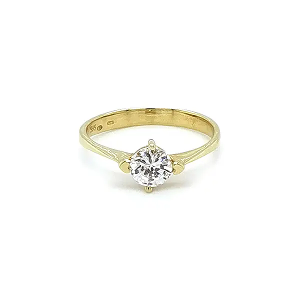 Gold Engagement Ring with Zircon
