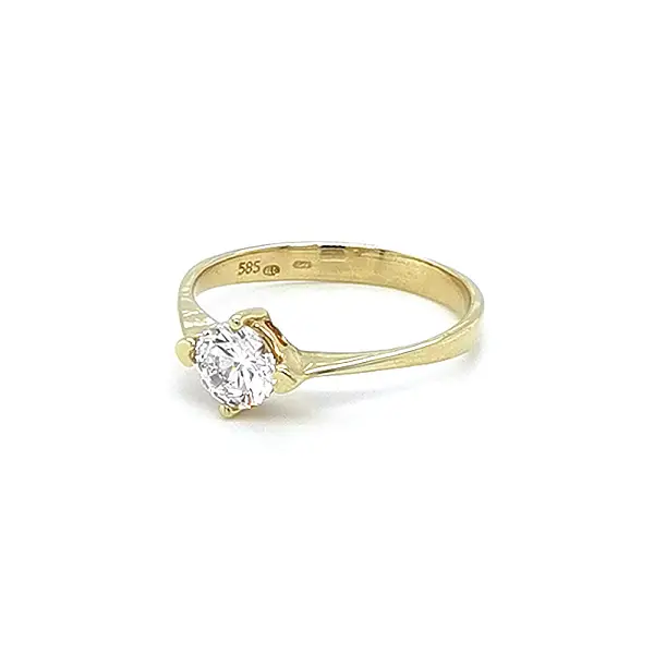 Gold Engagement Ring with Zircon