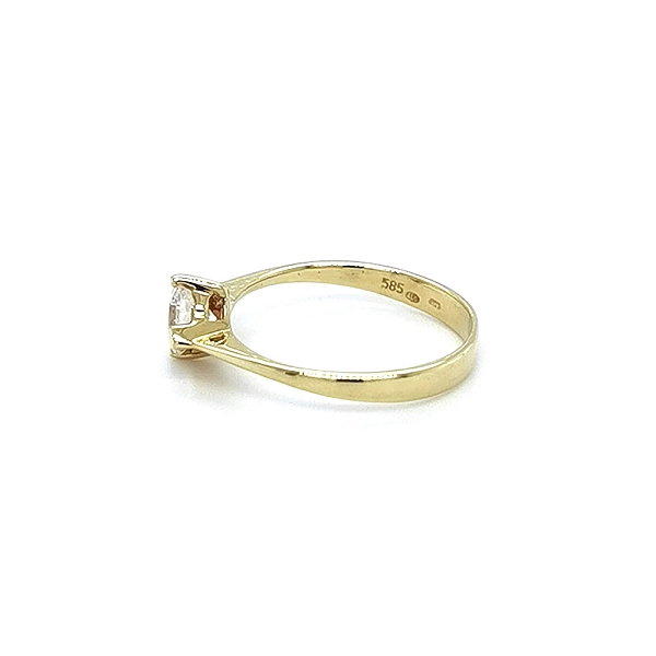 Gold Engagement Ring with Zircon