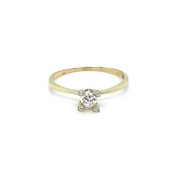 Gold Engagement Ring with Zircones