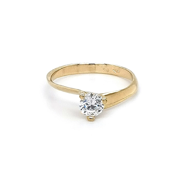Gold Engagement Ring with Zircon