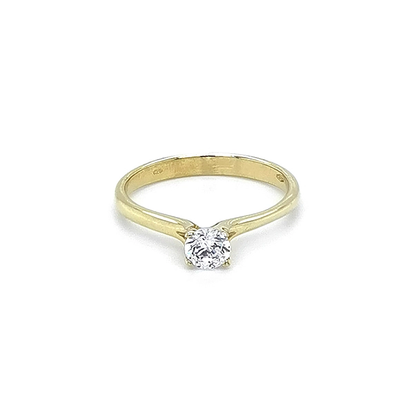 Gold Engagement Ring with Zircon