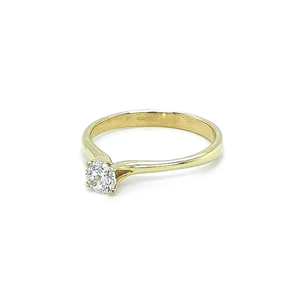 Gold Engagement Ring with Zircon