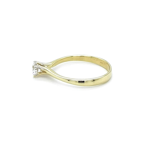 Gold Engagement Ring with Zircon