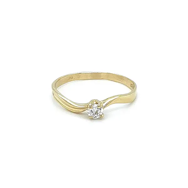 Gold Engagement Ring with Zircon