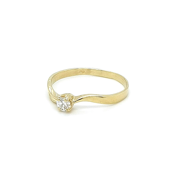 Gold Engagement Ring with Zircon