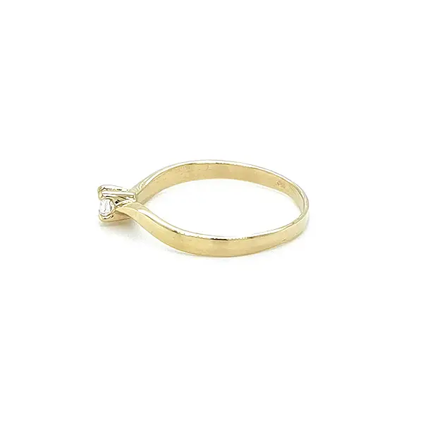 Gold Engagement Ring with Zircon