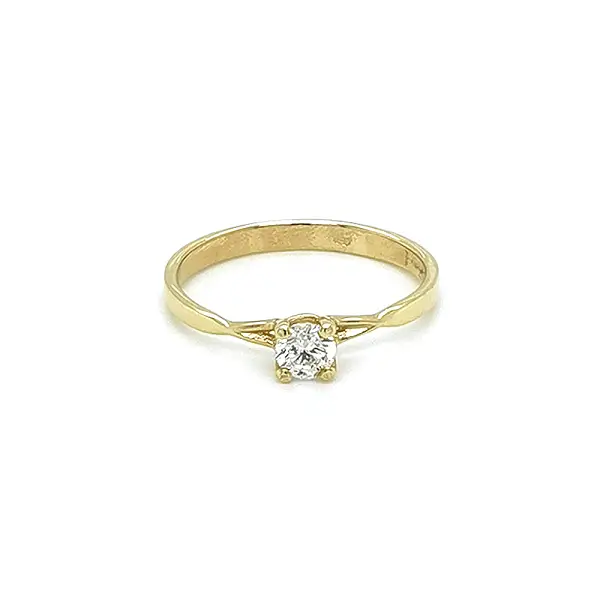 Gold Engagement Ring with Zircon