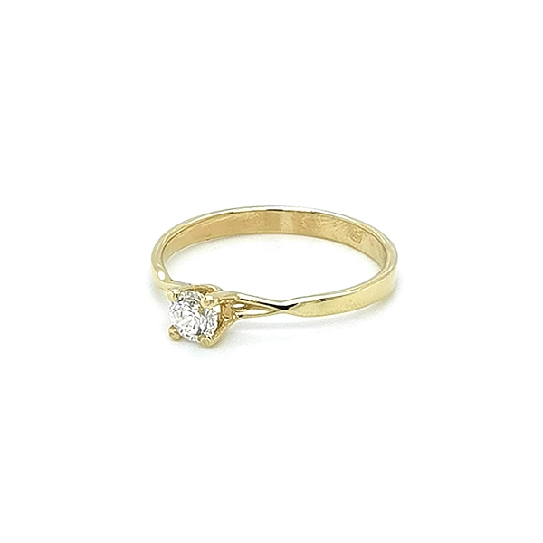Gold Engagement Ring with Zircon