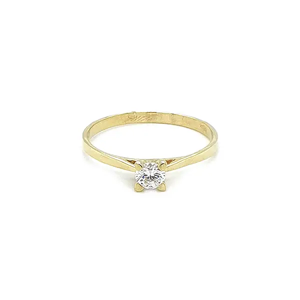 Gold Engagement Ring with Zircon